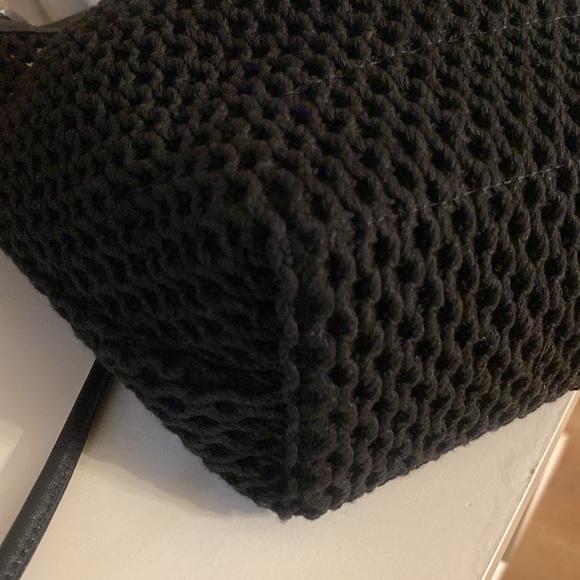 Rag and Bone Black net Dayton drawstring bucket crossbody bag with leather trim - Picture 9 of 13